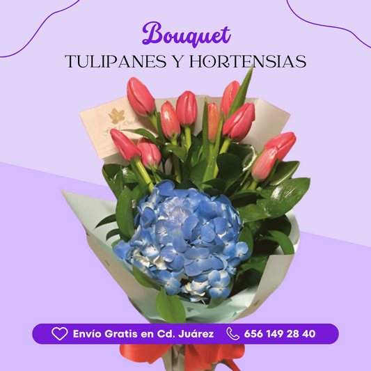 Bouquet Tulipanes y Hortensias