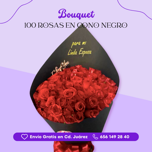 Bouquet 100 Rosas en Cono