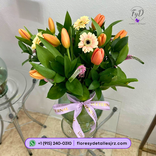 10 Tulips con Mini Gerberas
