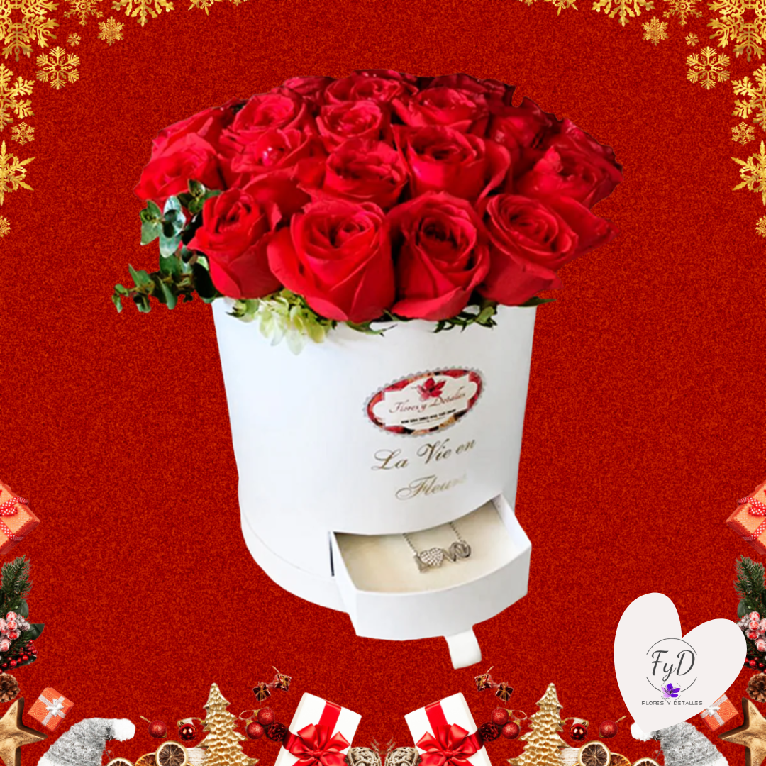 Cilindro alhajero con 24 rosas