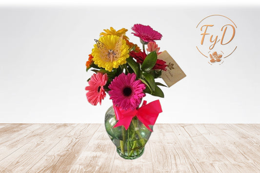 Jarron Mariposas con Gerberas
